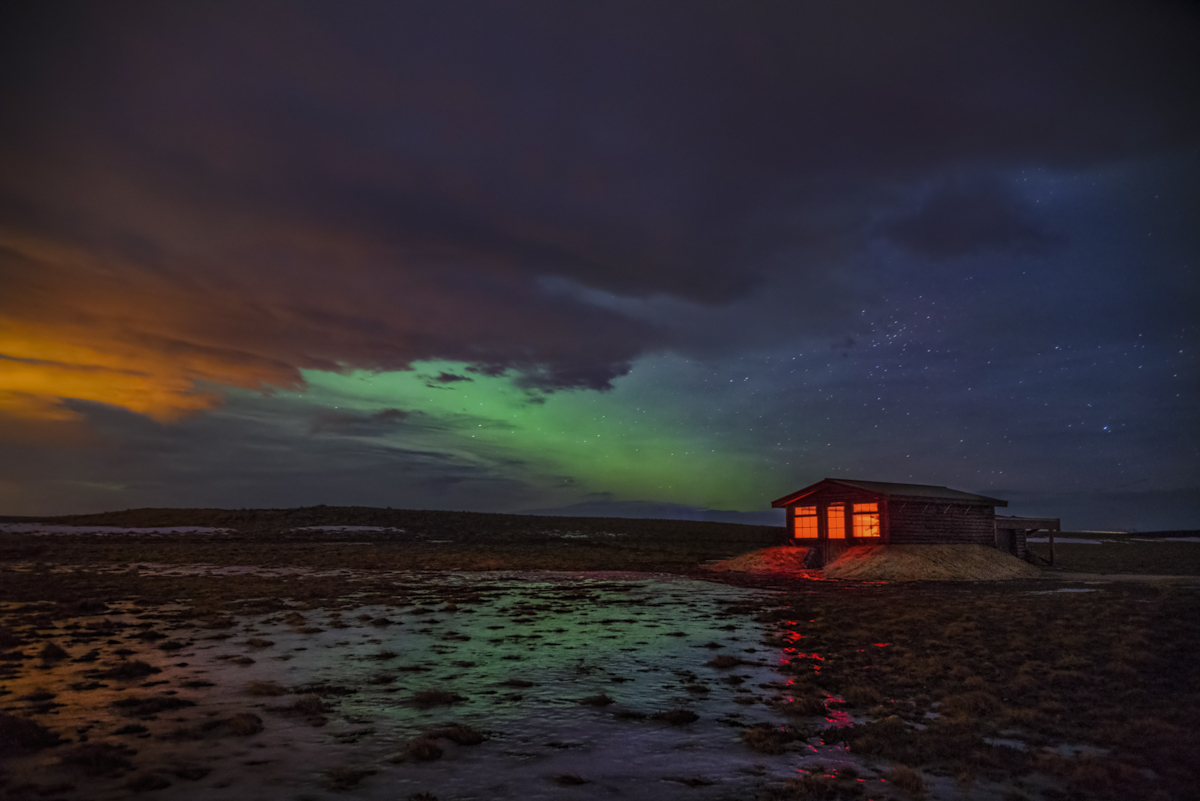 Hotel observatory and night sky