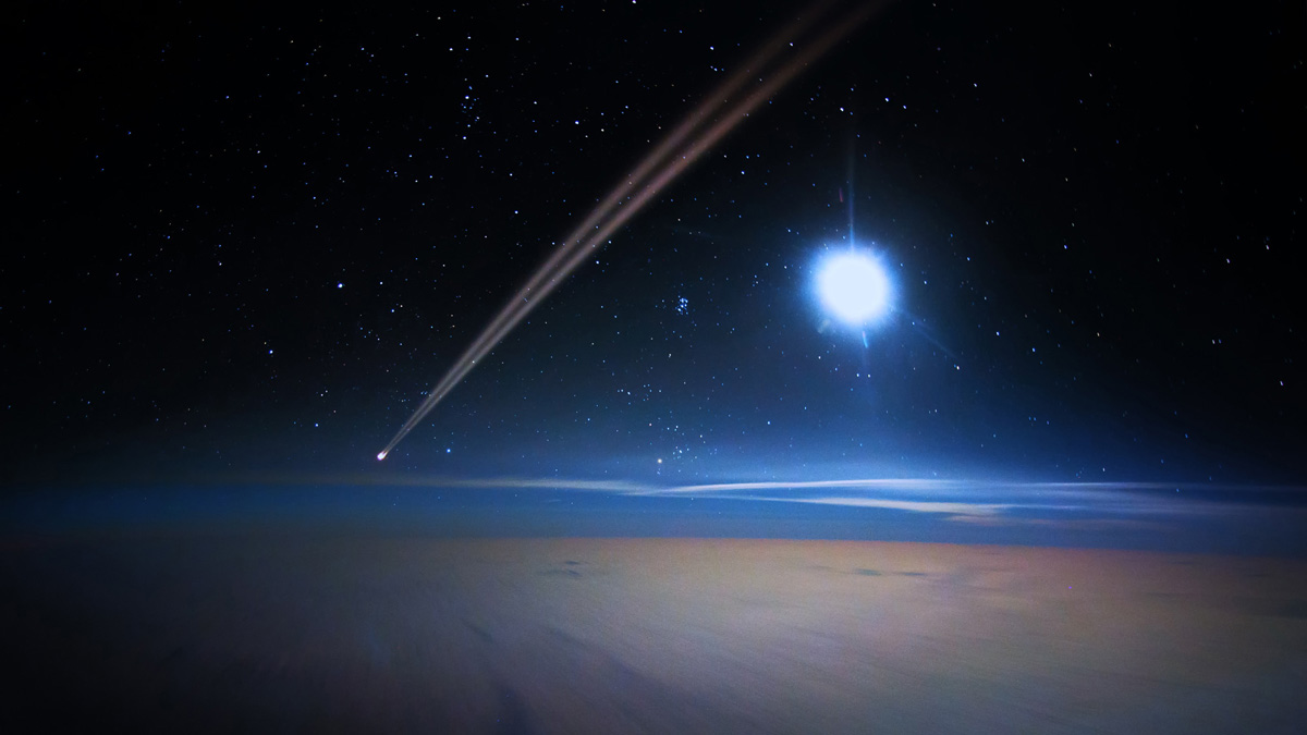 Moonlit contrail