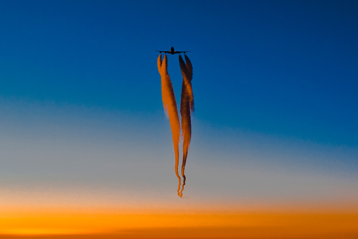 Sunset contrail