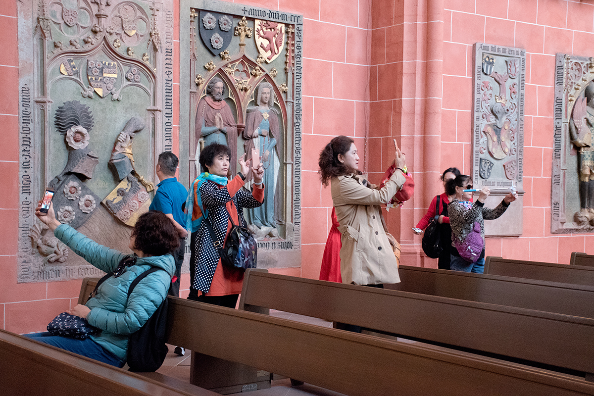 taking selfies inside a church