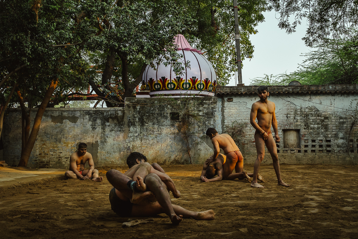 Akhara wrestlers training