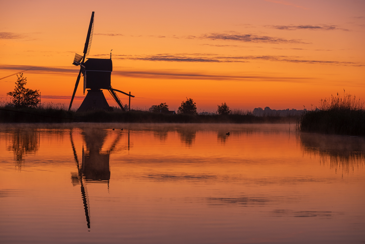 Windmill Broekmolen at Dawn