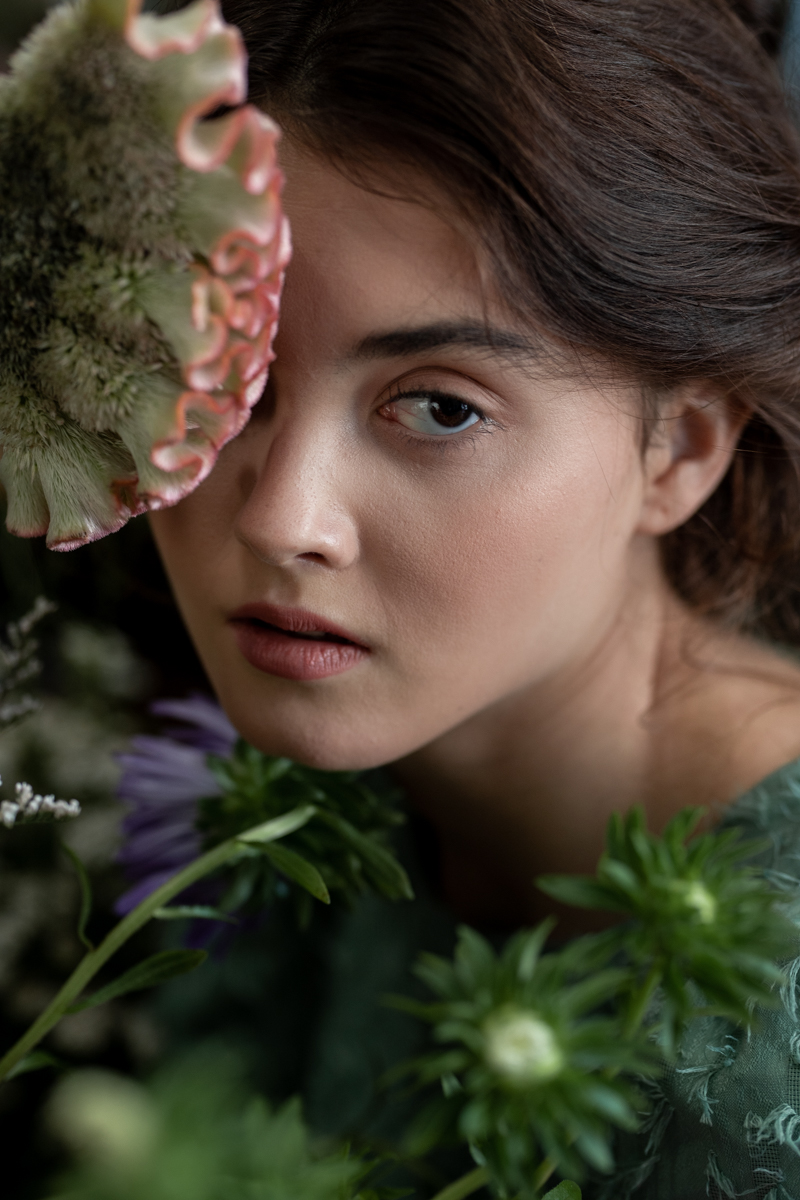 Woman and celosia