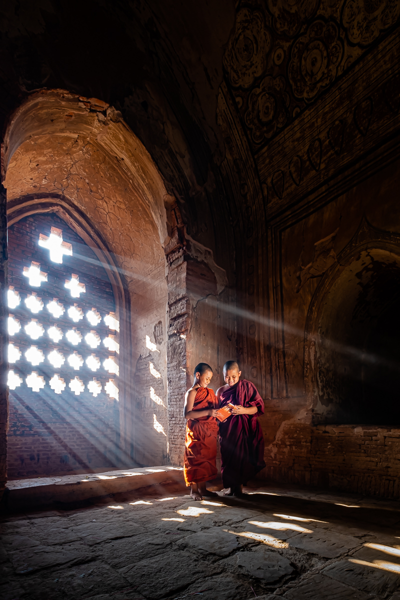 Two novices read a book
