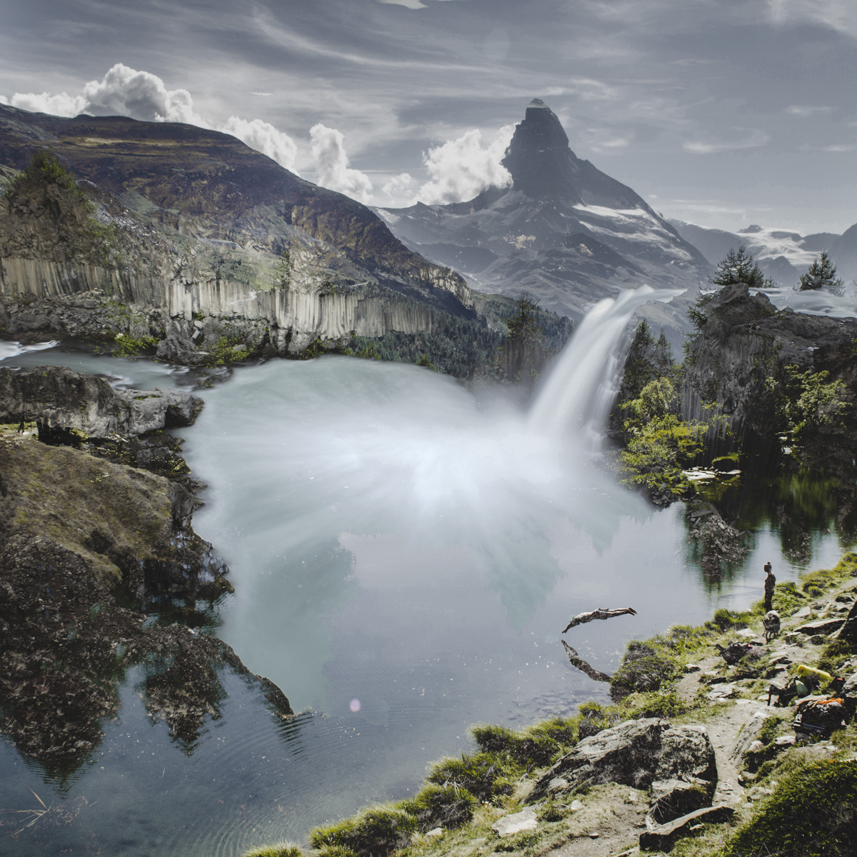 Cervino and Waterfall