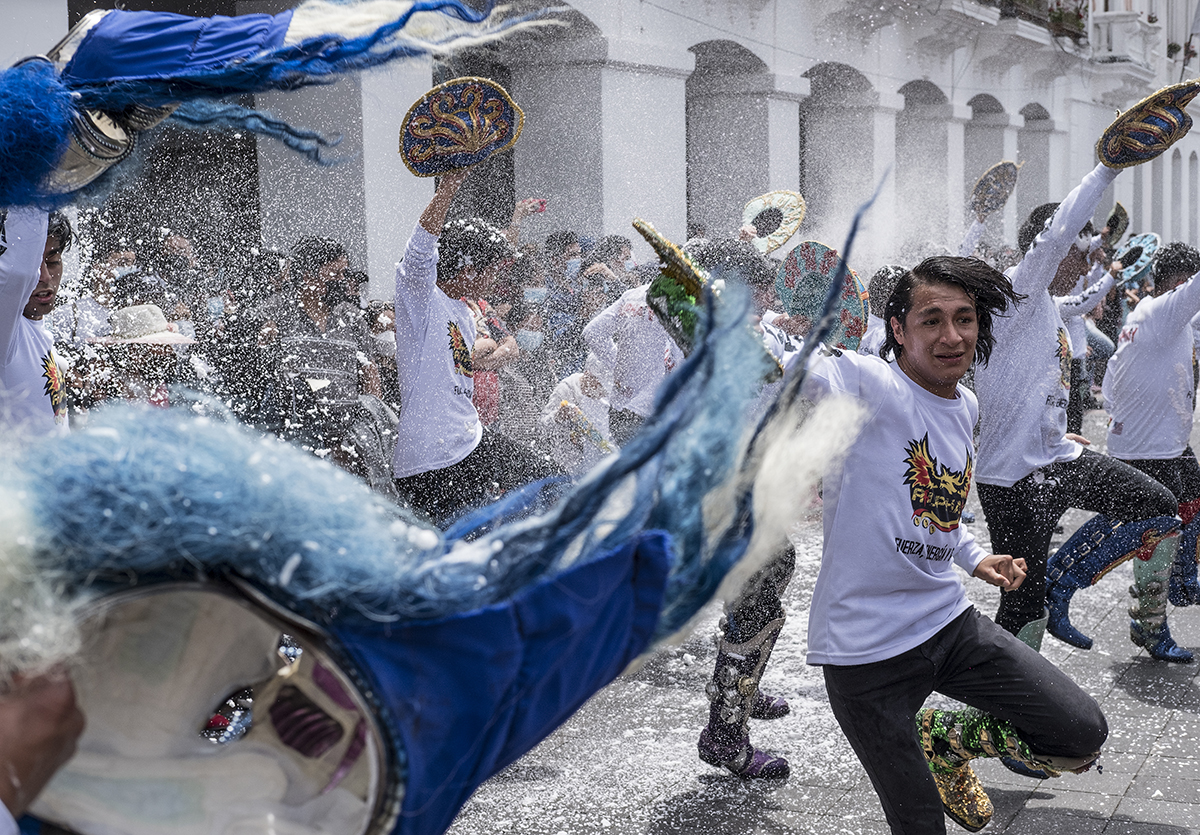 Carnival's street parade in Quito, Ecuador