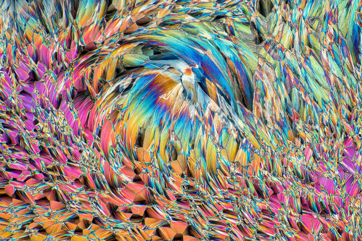 MICROCRYSTALS IN POLARIZED LIGHT, a mixture of urea and paracetamol.