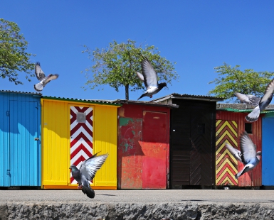 Colored Huts At The Harbor