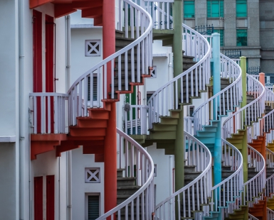 Colorful spiral staircases