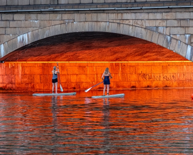 Paddling into the sunset