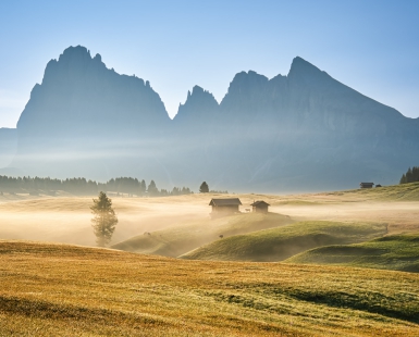 Golden morning at dolomites