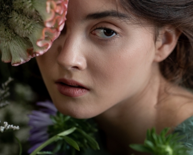 Woman and celosia