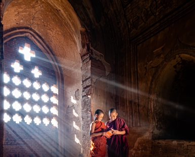 Two novices read a book