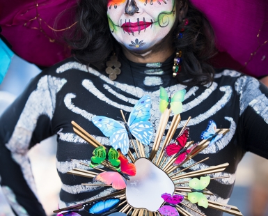 Day of the Dead - Woman in Costume with butterflies